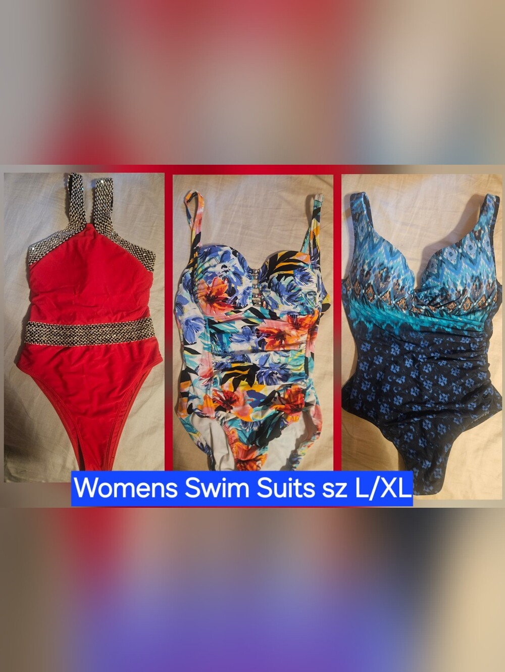Womens One Piece Swimsuit Bundle Size LARGE/XL ~Lot Of 3~